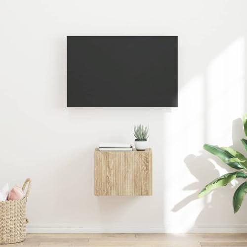 LoogCape Mueble de TV Sonoma, 60 x 31 x 29,5 cm, material de madera, estante de medios flotante, moderno almacenamiento para salón, diseño minimalista