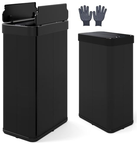 LIFEZEAL 60L Pattumiera Differenziata, 1 Scomparto, Apertura Automatica, Manuale, Sensore a Infrarossi, Salvasapzio, Acciaio, Bidoni Interno, Cestino Spazzatura, Secchio Rifiuti, Cucina, Bagno, Nero