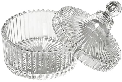 Puderablage Badezimmer – 5.91 Inches Glasbehälter Deckel | Kosmetik Organizer Box – Schminkkommode Glasdose. Robustes Glas Material, Schickes Design Für Hautpflege Und Gesichtsmakeup.