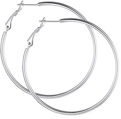 PROSTEEL Créoles Femme 50 mm en Acier Inoxydable Boucles d'Oreilles Hoop Earrings