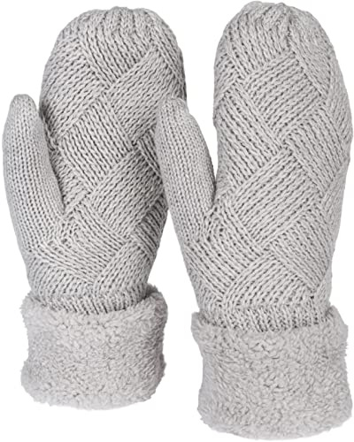 styleBREAKER Manoplas de punto de invierno para damas, guantes con patrón de diamantes, termo polar, guantes de punto 09010031