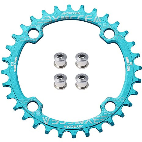 Bynccea Rundes Kettenblatt 104 BCD 32T 34T 36T 38T Schmaler, Breiter Einziger Kettenring mit 4 Stücke Kettenrad Schrauben 8 9 10 11 12 Speed für Rennräder, MTB BMX Fahrrad