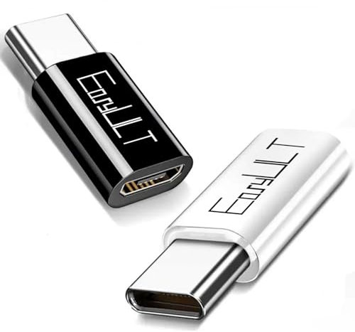 EasyULT Adattatore USB C [2 pezzi], adattatore USB tipo C a connettore micro USB, per New i/Pad, Samsung Galaxy S9/S8/Note 9/8, Huawei P40/Mate 20/10, Sony Xperia, LG etc(bianco nero)
