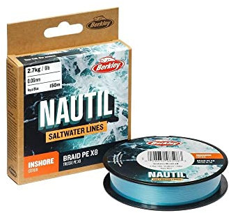 Berkley Nautil Inshore Braid | Ultraweiche und Starke geflochtene PE-Angelschnur | Lange Wurfweite | Geflochtene Schnur für Salzwasser und Süßwasser zum Spinnfischen und Casting | 0,30mm, 40lb, 300m