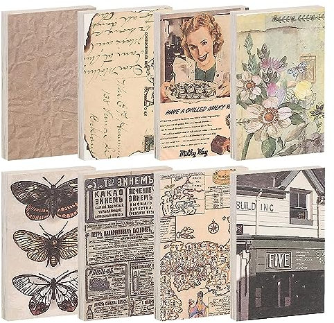 480 Stück Ästhetische Scrapbook Papier, Mini Ästhetik Scrapbook Papierbuch, Vintage Scrapbook Zubehör, für Scrapbooking, Albumdekoration, 8 Stile
