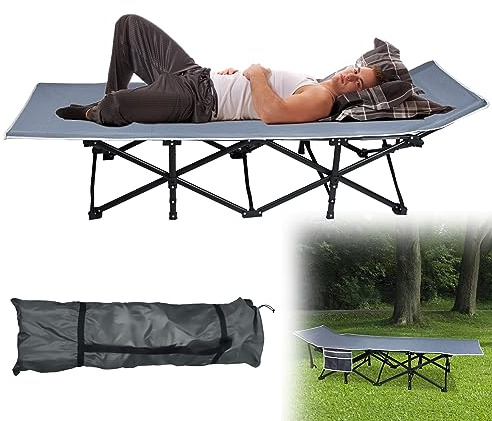YARDIN Lit de camp pliable ultra léger Charge maximale 250 kg Avec sac de rangement Tissu Oxford confortable