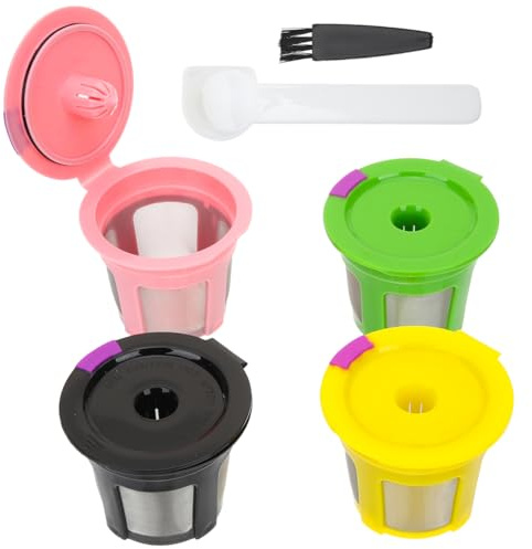 jojofuny Reusable Coffee Machine Filter Cups 4Pcs Espresso Maker Plastic Coffee Filter with Mesh Design for Home Brewing and Maximum Flavor Extraction
