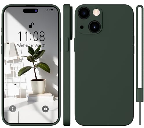 WXX för iPhone 15 skal silikonfodral, mobiltelefonfodral för iPhone 15 tunn smal med mikrofiber, reptåligt allsidigt skydd fodral för iPhone 15 6,1 tum grön