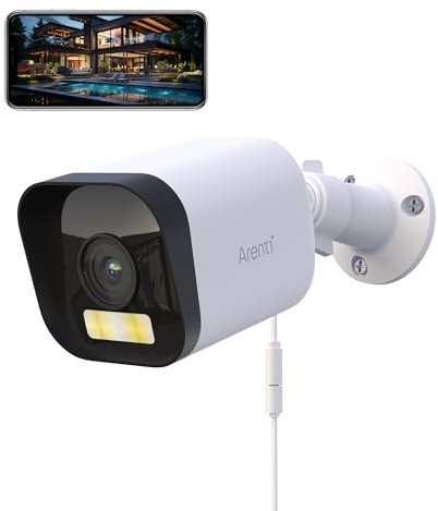ARENTI 2,5K/4MP Caméra Surveillance Wi-FI Extérieure, Caméra IP 2,4GHz, IP65 Étanche, Audio Bidirectionnel, Détection Intelligente, Enregistrement 24/7, Alerte Instantanée et Sirène, Vision Nocturne