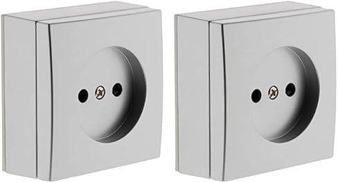 Zenitech - Prise 2P 10A saillie Gris - Bel'Vue (Lot de 2)