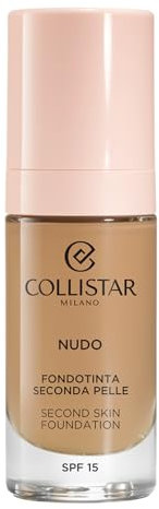 Collistar Fondotinta Nudo Seconda Pelle, Lunga Tenuta, Coprenza Leggera Modulabile, Formula Waterproof, Effetto Pelle Radiosa, Illuminante, Finish Luminoso Naturale, SPF 15, 3N Naturale Dorato, 30 ml