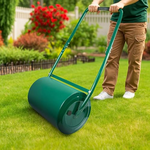 Pelle & Sol 30L Lawn Roller Heavy Duty – Garden Lawn Roller Water Filled or Sand – Soil and Grass Rollers, Leveller with Scraper Bar & Foldable Handle – Garden Tools/Rollers for Lawns