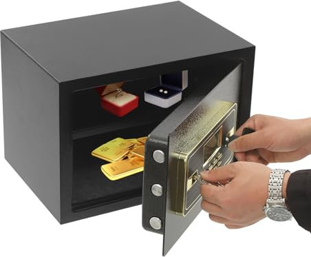 MEELRYD Coffre-fort électronique | Petit coffre-fort avec code chiffré et clé | Coffre-fort ignifuge | Coffre-fort pour bijoux et documents en espèces, 35 × 25 × 25 cm