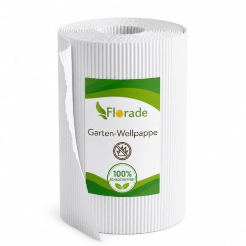 Florade Biologiskt nedbrytbar ogräsfleece av wellpapp 1 x 25 m – markväv för mullning – plastfri och vattentät – mulchfleece för rabatter, grönsaksodling och vinterskydd