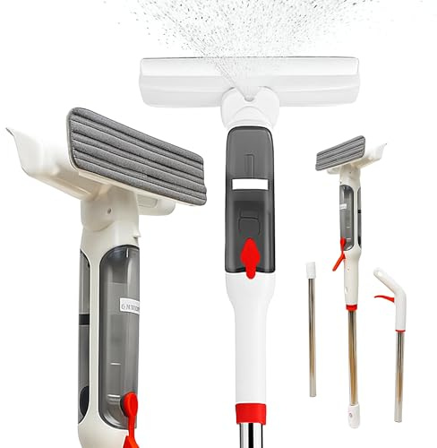 Limpiacristales 4 en 1 con Mango Telescópico – Rasqueta para Ventanas, Mamparas y Espejos, Limpiador de Cristales para Coche y Baño – Herramienta Multiusos para el Hogar