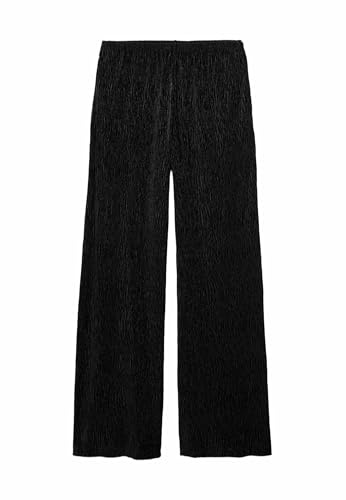 Marks & Spencer Pantalones de Pernera Ancha de Terciopelo con Efecto Arrugado Negro UK 16 (EU 44)
