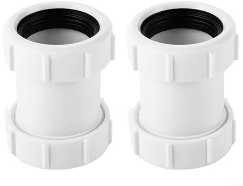 Tidevib Connettore dritto per tubo in polipropilene bianco, 40 mm, con guarnizione, per tubi di scarico in plastica e rame, per scarico di cucina, bagno, lavandino, 2 pezzi (2 pezzi)