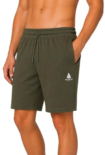 NavyBlue Yacht Pantaloncini Uomo in Cotone 100% - Bermuda Corto Estivo in Fresco Cotone Jersey - Pantaloncino Leggero - Taglie Oversize - (IT, Testo, XL, Regular, Regular, Art 87 - Verde Militare)