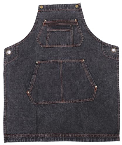 SIXRUN Cross Back Denim Förkläde, Justerbar Rem Arbetsförkläde i 35 Procent
