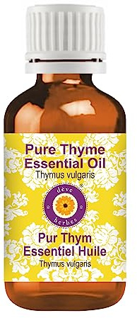 Deve Herbes Pure Huile essentielle de thym (Thymus vulgaris) distillé à la vapeur 30ml (1 oz)