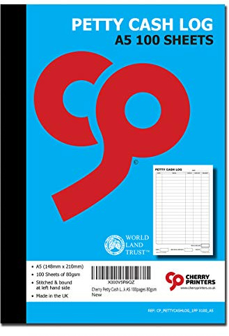Cherry Petty Cash Log Book A5 100pages 80gsm