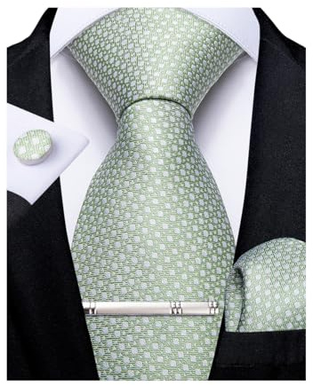DiBanGu mäns slips solid silkesslips och ficknäsduk bröllop slips manschettknappar set formellt | 5 st, vävd, näsduk, slipsnål, manschettknappar, klassisk, hållbar för bröllopsfest, fars dag gåva med premium presentask