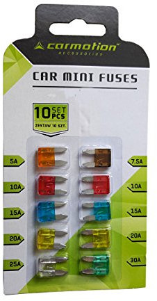 myshopx KFZ-Sicherungen Mini Flachsicherungen 11mm 5-30A, Kunststoff, ANSI, Chassis Mount