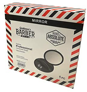 Nano Absolute Barber Academy Miroir à main professionnel, miroir de cabinet, miroir de coiffeur rond 29 cm, noir à suspendre