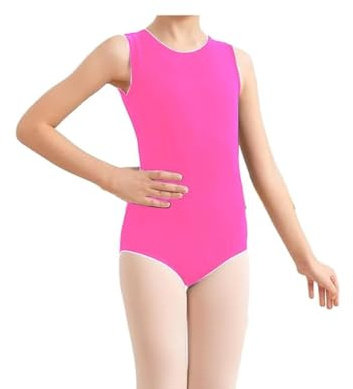 BODYWEAR LTD - Girls Sleeveless Leotard Shiny Nylon – Comfortable Fit – Performance Wear - Dance Class Essential - Ballet Gymnastics, Dance, School, Sportswear