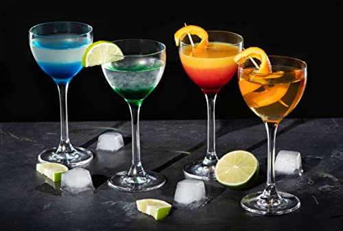 DIAMANTE 4 Mini Cocktail Crystal Coupes 150ml | Port Sherry & Aperitif Digestif Glasses | Nick & Nora & Negroni Glasses - ‘Auris’ Collection Undecorated Crystal - Set of 4