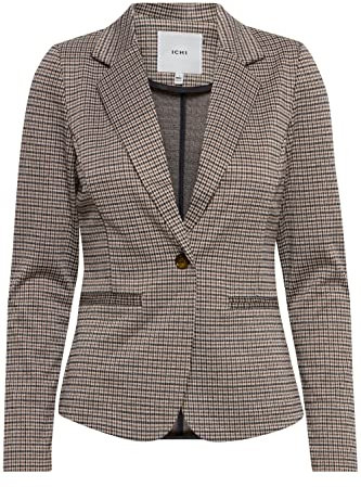 ICHI IHKATE Damen Blazer Kurzblazer Jacke mit Stretch und Reverskragen, Größe:S, Farbe:Nomad (161212)