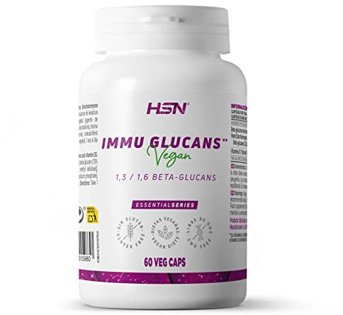 Inmu Glucanos BETAGLUCANO 1,3-1,6 de HSN | 60 Cápsulas Vegetales con Betaglucanos para Fortalecer el Sistema Inmunitario + Aumentar Defensas* | Materia Prima: Wellmune® | No-GMO, Vegano, Sin Gluten