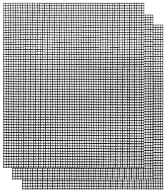 Wiederverwendbare Grillgitter, Backmatten, Hitzebeständige BBQ Teflon Grillmatten für Holzkohle, Gasgrillen, Kochen, Backen, Grill und Ofen, 40 x 30 cm, Matte Set 3 Stück