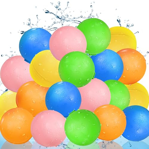Reusable Water Balloons, Kids Summer Outdoor Toys, Quick Fill Self Sealing Water Bomb for Kids Adult Water Polo Fight Games,Summer Fun Party Water Balls with Storage Bag (20pack)