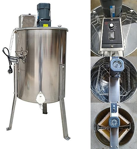 ANXYYDS Honigschleuder mit 2/3/4 Rahmen, elektrische Imkerei-Extraktion aus Edelstahl, Wabentrommelschleuder mit transparentem Deckel, Bienenhaus-Zentrifugenausrüstung,4frame