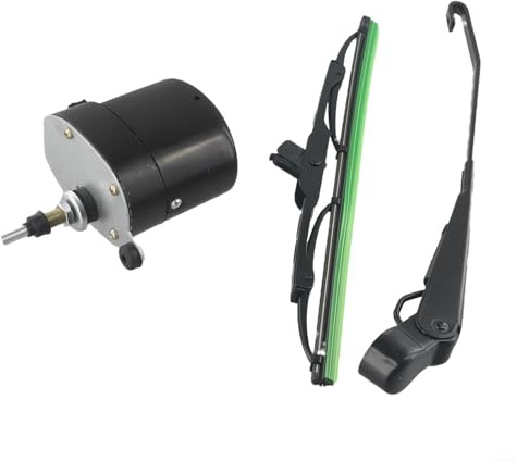 EXTRWORY Moteur d'essuie-Glace Universel 12 V avec Lame pour tracteurs pour Jeep, caravanes de pêche, ATV-UTV Noir (Moteur + essuie-Glace)