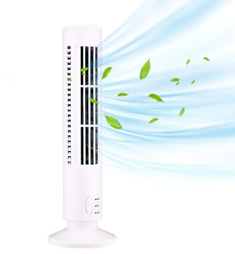 Ventilador de torre portátil para dormitorio, ventilador acondicionado portátil con dos velocidades que simula el viento natural para aportar una sensación fresca y relajante, adecuado para oficinas