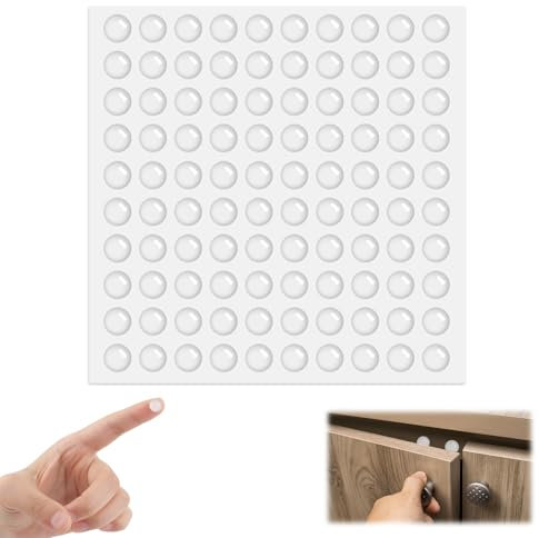 Lot de 100 butées de porte adhésives transparentes en silicone pour sol, portes, armoires, tiroirs, meubles 8 x 2 mm