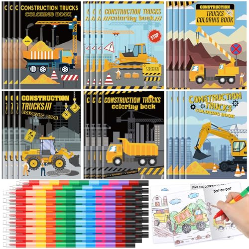 Motipuns 24 Coloring Book with 24 Stacking Crayons for Mini Drawing Book Bulk Party Favor for Party Supplies Goodie Bag Stuffer Carnival Prize Gift
