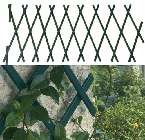 Treillis de jardin extensible en plastique PVC, 180 x 30 cm, support mural vert pour plantes grimpantes, roses, vignes, clématites, décoration extérieure (1 pièce)