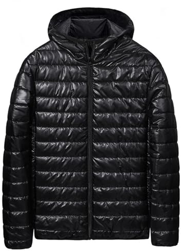 Mens Winter Jackets Sport Full Zip Outdoor Waterproof Jackets Hooded Padded Jacket Winter Warm Quilted Jacket Down Coats Plus Size Lightweight Jacket Puffer Coat for Travelling,Walking,Golf