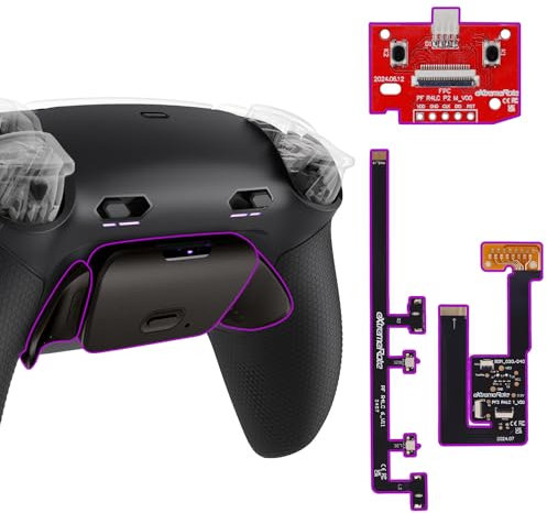 eXtremeRate Rise Plus Max RMB Palettes pour ps5 Manette Remap Kit Métal pour ps5 BDM-030 040 050 avec Clicky Trigger Stop,Coque Arrière avec Boutons Contrôle Gâchette-Noir