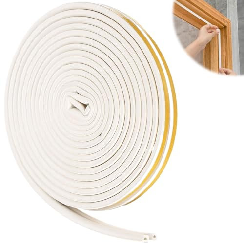 Burlete Puerta Entrada, D-Tipo Goma Adhesivo Cinta Ventanas Aislante Frio, Tira de Sellado Junta Autoadhesiva para Ventanas, Cinta Espuma para Aislante, Ruido, Colisión (9 X 6mm, 5M)