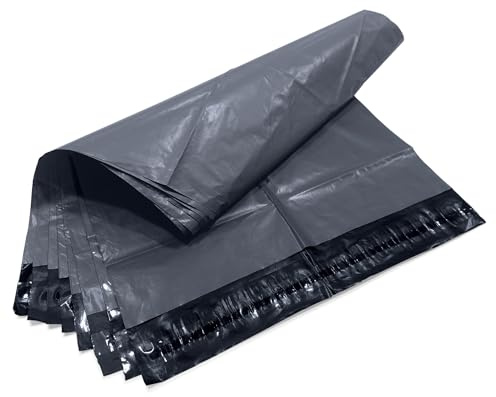 JeeJaan® 500 Grey Mailing Bags 8 x 10 (203 x 254 mm) Strong Self-Adhesive Poly Mailing Postage Bags Waterproof and Tear-Proof Parcel Bags