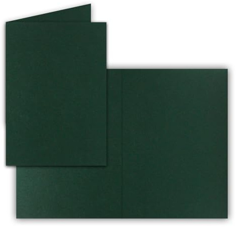 25 biglietti pieghevoli, formato DIN A6, di colore verde pino, 10,5 x 14,8 cm, vuoti, biglietti doppii, 225 g/m²