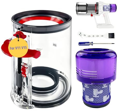 Sopbehållare för Dyson V11 V15 Filter Transparent Dammuppsamlingsbehållare med Extra Filter Dammsugarhink Reservdelar Tillbehör för Dyson Dammsugare