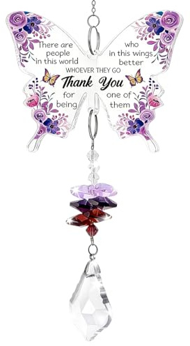 Farfalla Cristallo Acchiappasole, Regalo Dell'amicizia per Donne, Acchiappasole in Acrilico con Farfalla, Ciondolo di Cristallo, Decorazioni Giardino per Esterno