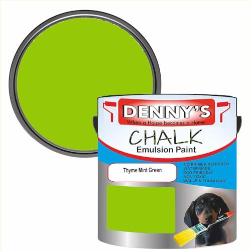 SCOOBYS PAINTS BACK IN THE MIX Chalk Emulsion Matt Paint, Water-Based, No Primer Required, For Walls and Furniture Light Green, (Thyme Mint Green, 250Ml Tin)