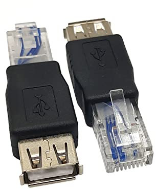 Haokiang (2-Pack) USB - RJ45, USB2.0 A Female to RJ45 Ethernet Male AF-8P8C Connector, USB Transfer Network Plug Adapter