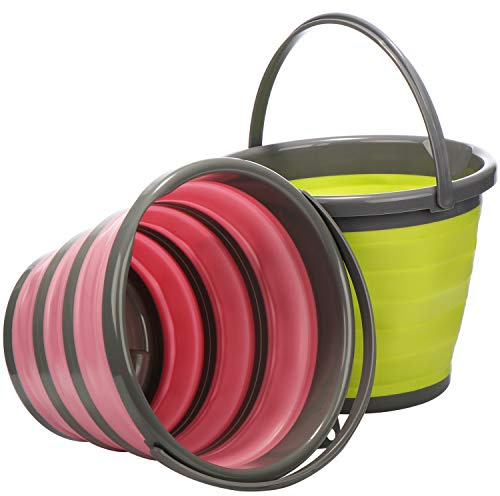 COM-FOUR® 2x vikbara skopor gjorda av silikon, 10 liter som praktisk | res en rengöringsfiske [färg varierar]